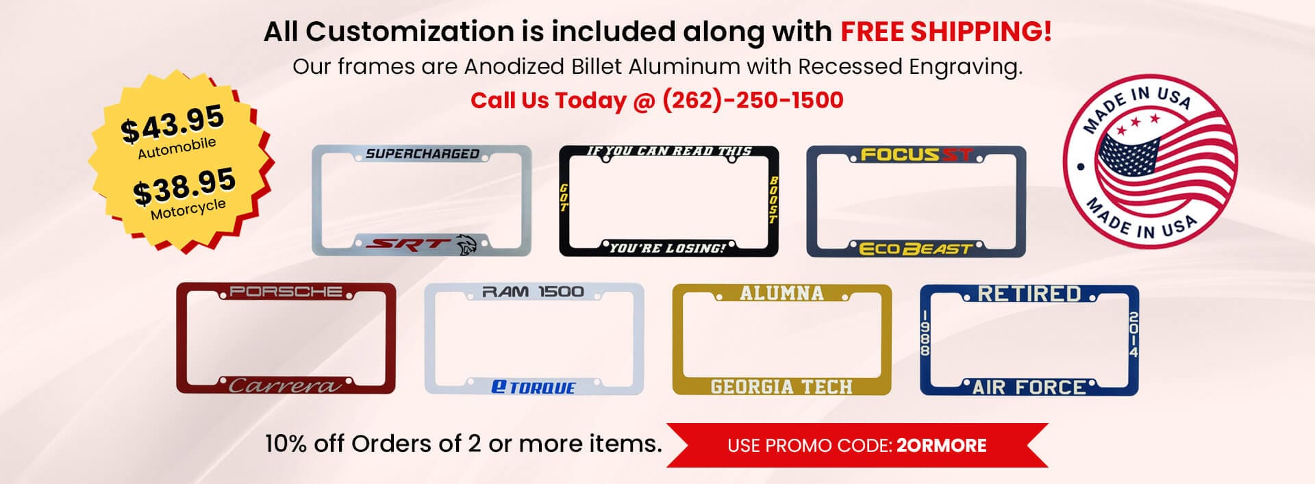 Custom License Plate Frames at Wholesale Prices